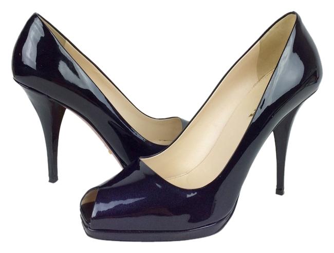 Prada Black Ombre Patent Leather Peep toe Pumps