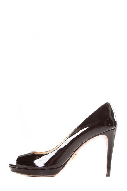 Prada Black Patent Leather Open Pumps