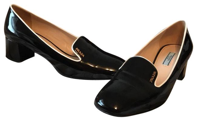 Prada Black Patent Leather Slip on Loafers Pumps