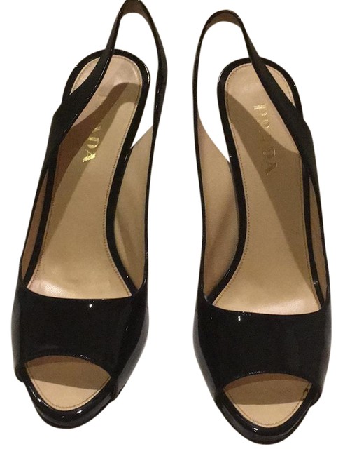 Prada Black Patent Vernice Pumps