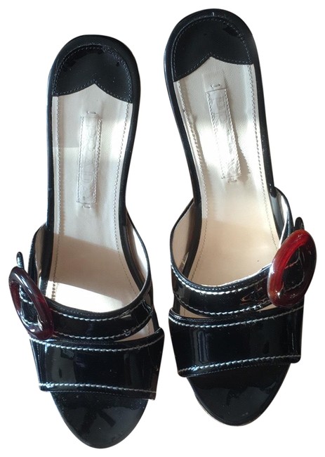 Prada Black Patient Leather MulesSlides