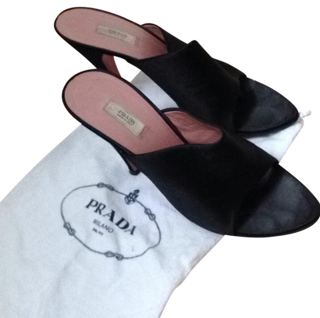 Prada Black Pink Inside Cc1130 MulesSlides