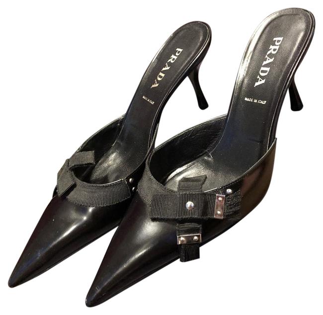 Prada Black Pointy Toe MulesSlides