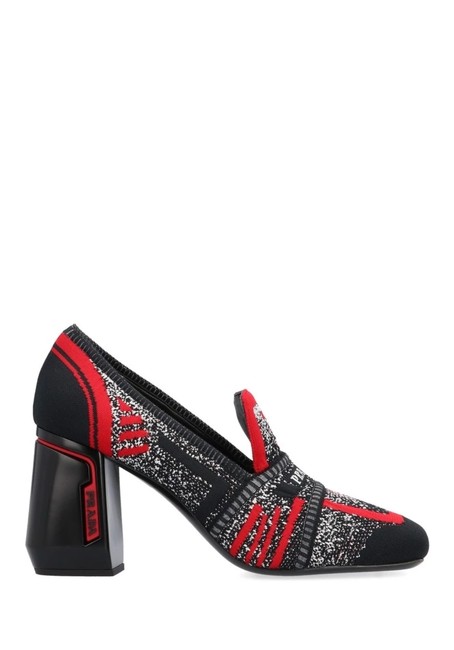 Prada Black Red Ct New Knit Detail 6 Pumps