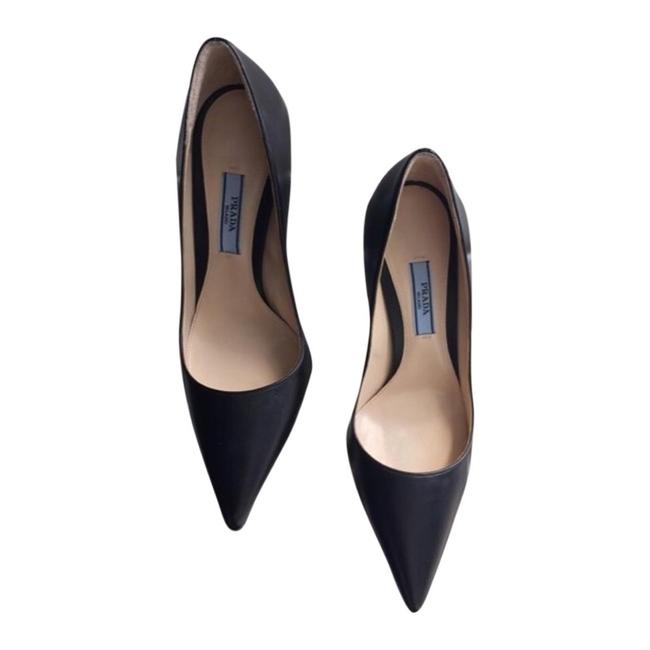 Prada Black Saffiano Patent Leather Pointy Pumps