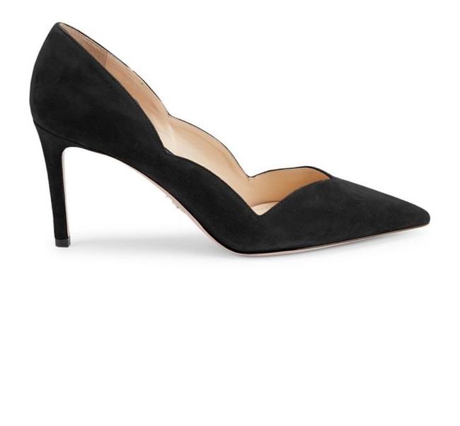 Prada Black Scallop Suede Pumps