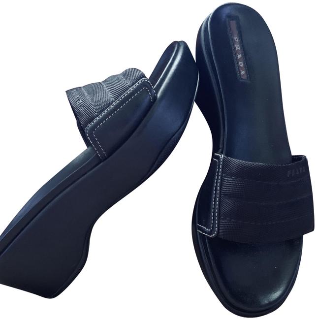 Prada Black Wedge MulesSlides