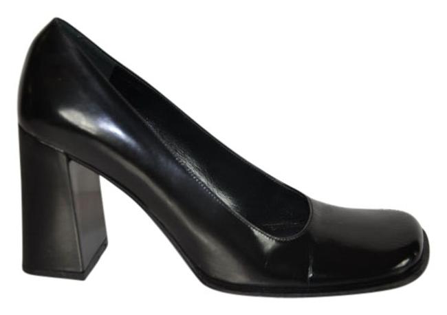 Prada Black Square Toe Leather Chunky 375 Pumps