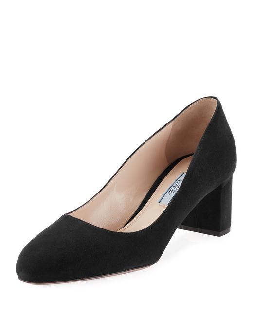 Prada Black Suede 55mm Block heel Pumps