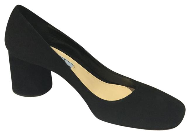 Prada Black Suede Block heel Pumps