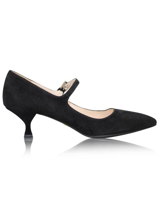 Prada Black Suede Maryjanes Pumps