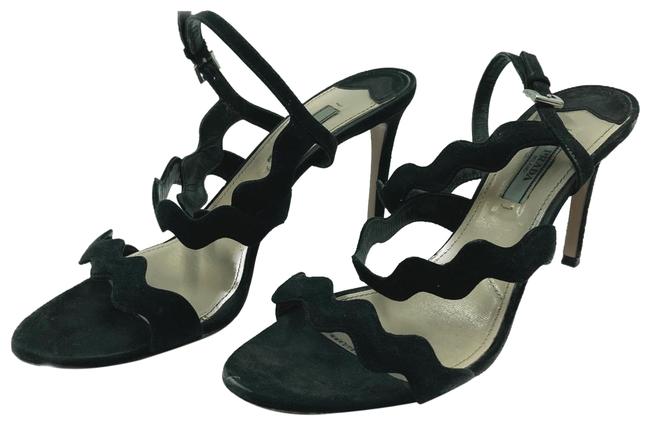 Prada Black Suede Zig Zag Sandals Pumps