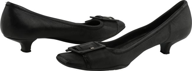 Prada Black Vintage Buckle Kitten Heel Pumps