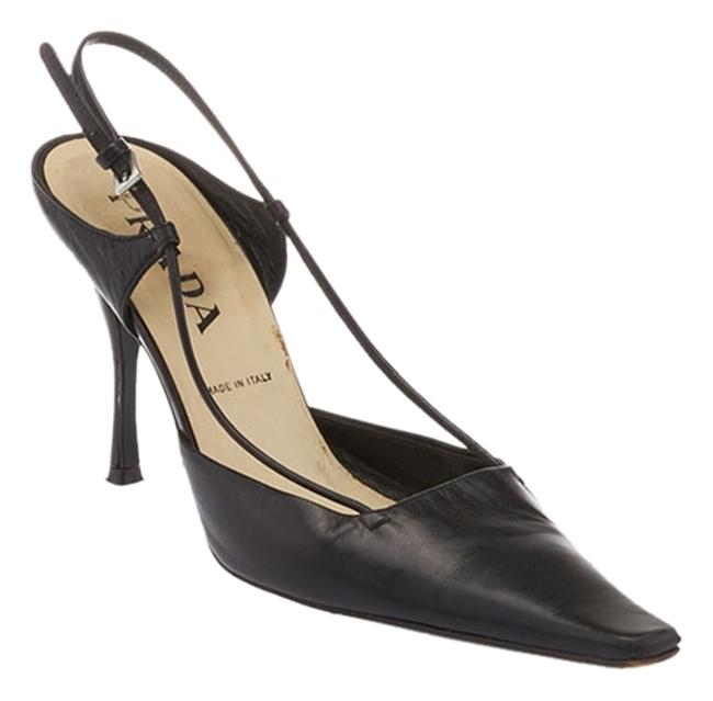 Prada Black Womens Leather Slingbacks 26268 Pumps