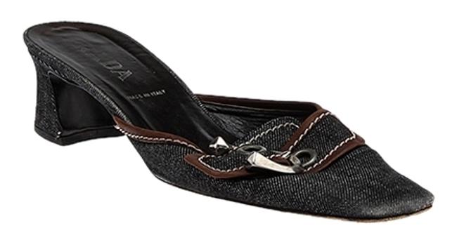 Prada BlueBrown And Denim 32430 MulesSlides