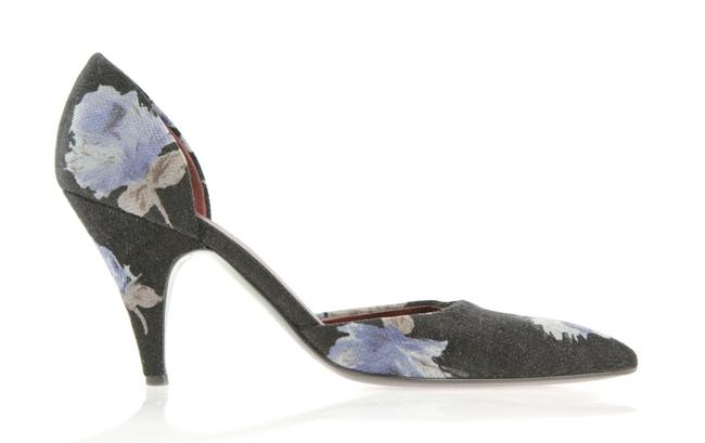 Prada Blue Navy Floral Dorsay Pumps
