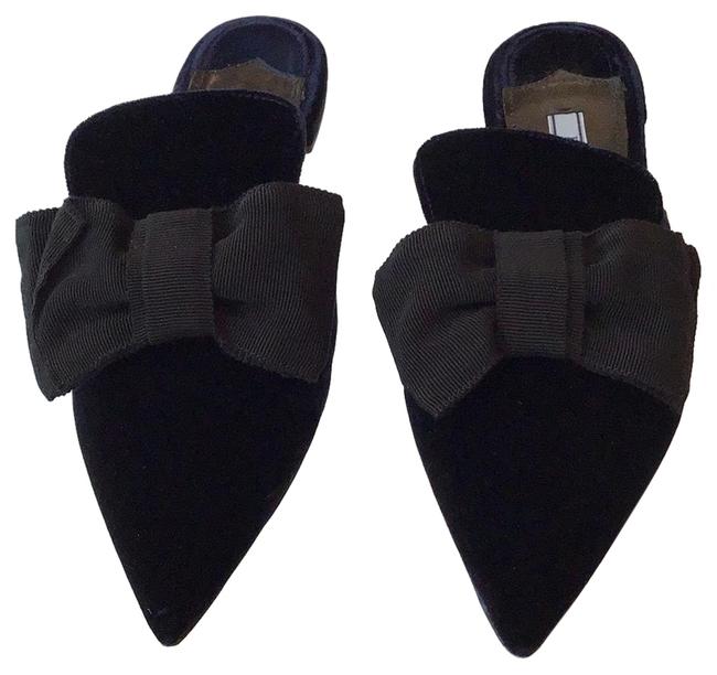 Prada Blue Velvet Bow MulesSlides