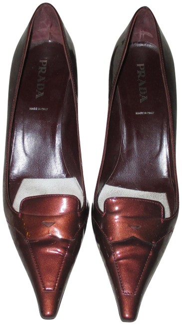 Prada Bronze Patent Leather Pointed Pumps