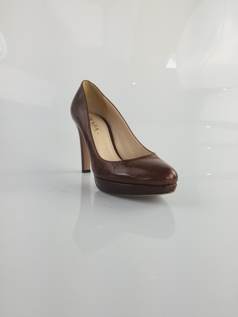 Prada Brown Almond Toe Platfrom Pumps