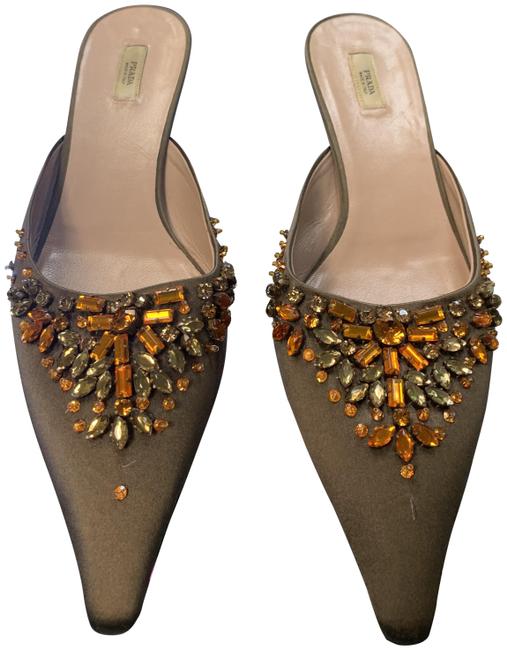 Prada Brown Bejeweled 9b Pointed Toe Pumps