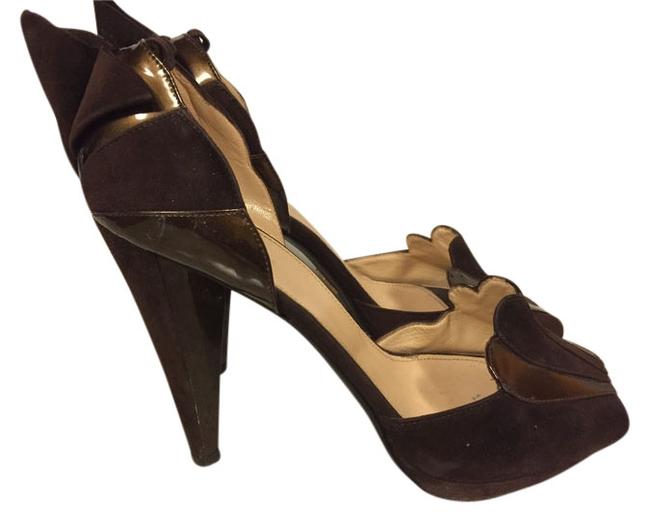 Prada Brown Butterfly Suede Pumps
