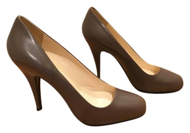 Prada Brown Leather Round Toe Pumps