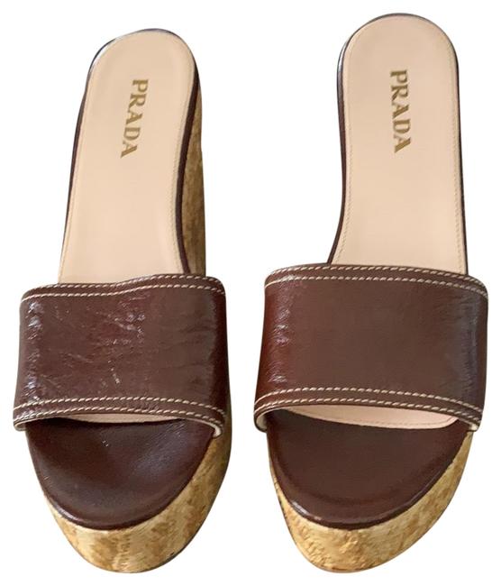 Prada Brown Madras MulesSlides