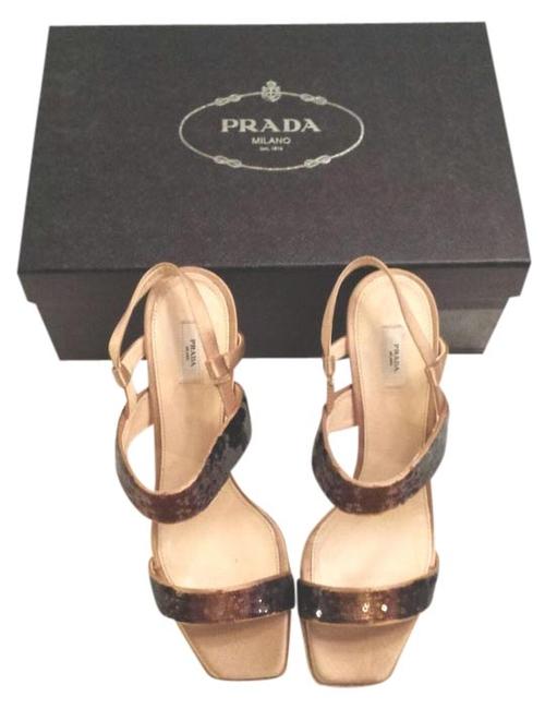 Prada Brown Raso Paillette Pumps
