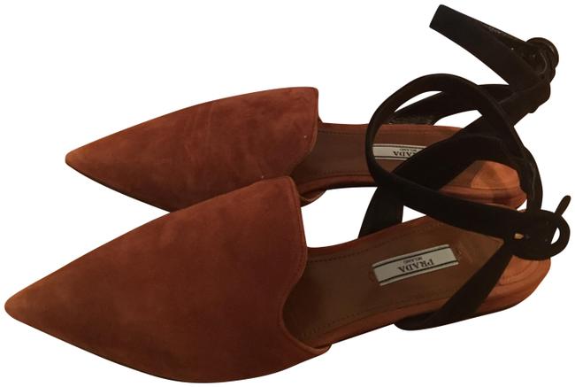 Prada Brown Suede Ankle Wrap MulesSlides