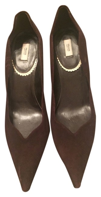 Prada Brown Suede Metal Woven 41 Rare Pumps