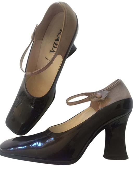 Prada Brown Tan Vernice capretto MostoAlbino 385 Pumps
