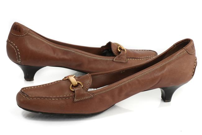 Prada Brown Vintage Kitten Heel Loafer Pumps