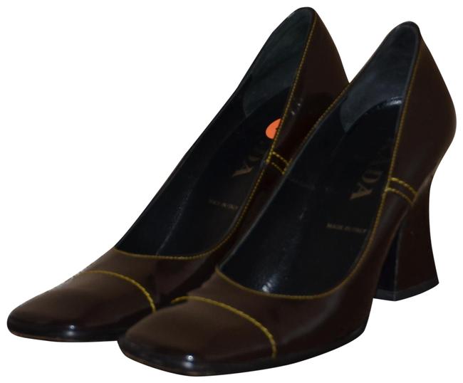 Prada Brown Vintage Patent Leather Pumps