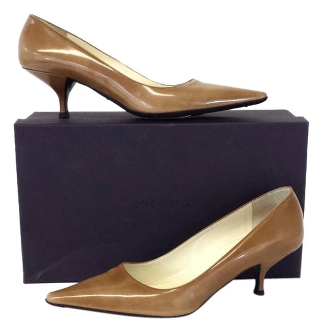 Prada Camel Calzature Donna Pointed Toe Kitten Heel Pumps