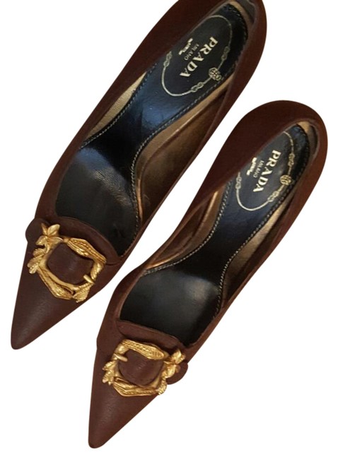 Prada Dark Camel Color Pumps Narrow