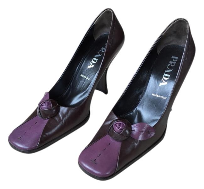 Prada Deep BurgundyLavender Leather Vintage Pumps