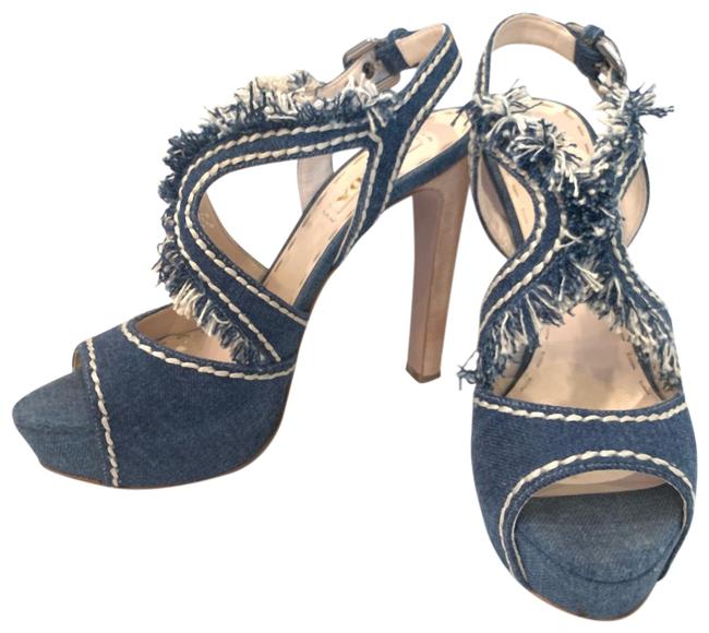 Prada Denim Heeled Sandals Pumps