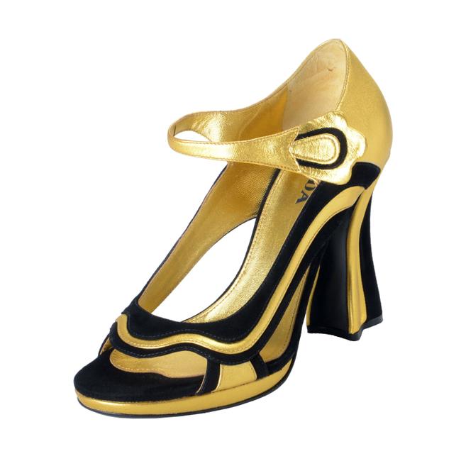 Prada GoldBlack Shoes 3441 Pumps