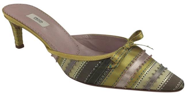 Prada Gold Multi Ribbon Slide Pumps