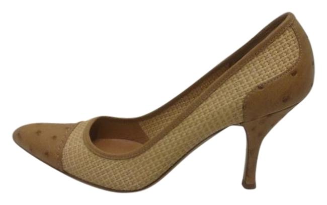 Prada Golden Yellow Ostrich Skin Heels Pumps