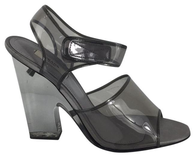 Prada Gray Lucite Vinyl Pumps