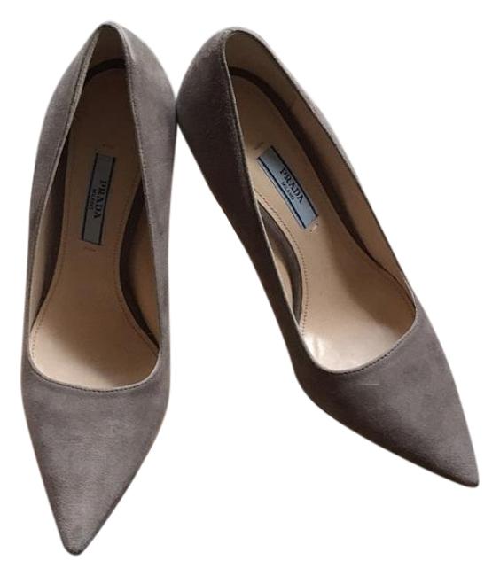 Prada Gray Suede Pointed Pumps