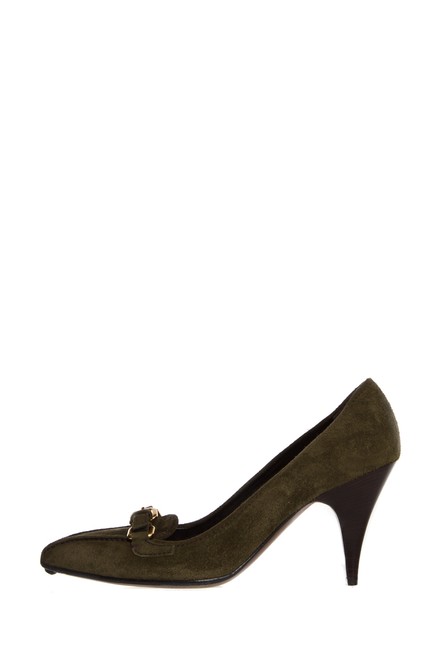 Prada Green Buckle Accented Heels Pumps