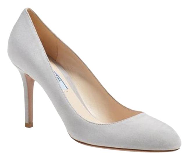 Prada Grey Almond Toe Suede Pumps