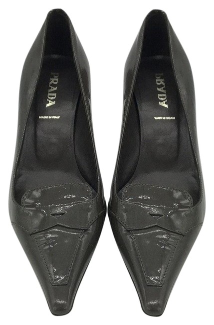 Prada Grey Patent Pointed Pumps