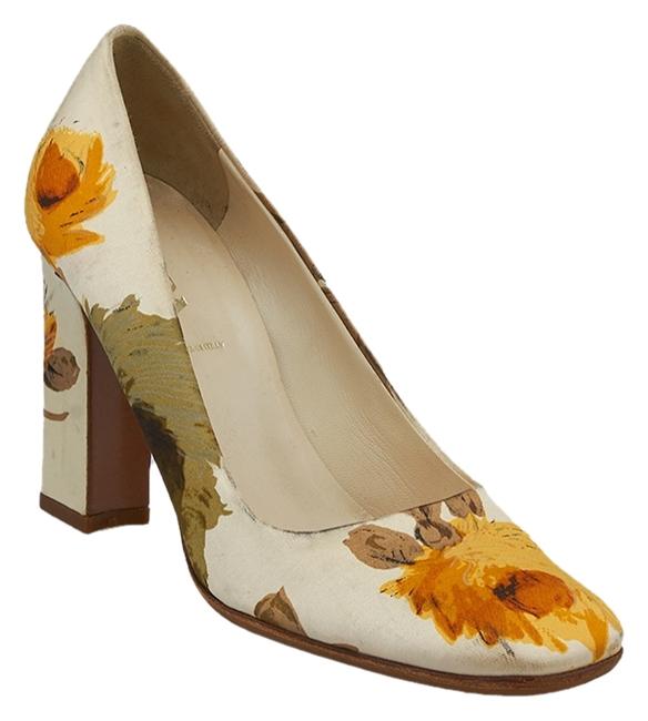 Prada IvoryYellow Satin Floral 365 41040 Pumps