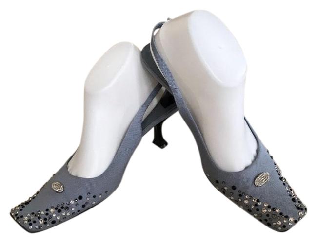 Prada Light Blue Vintage Heels with Rhinestones Pumps