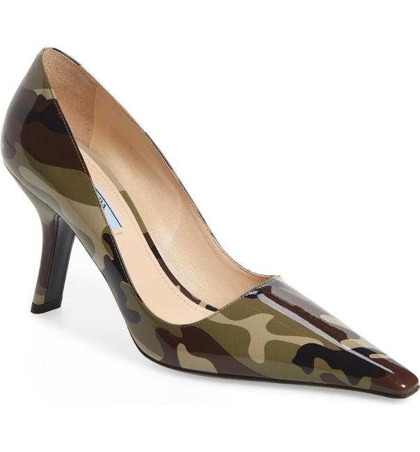 Prada Military Camo Patent Pumps