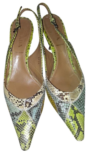 Prada Multi color Print Python Pumps