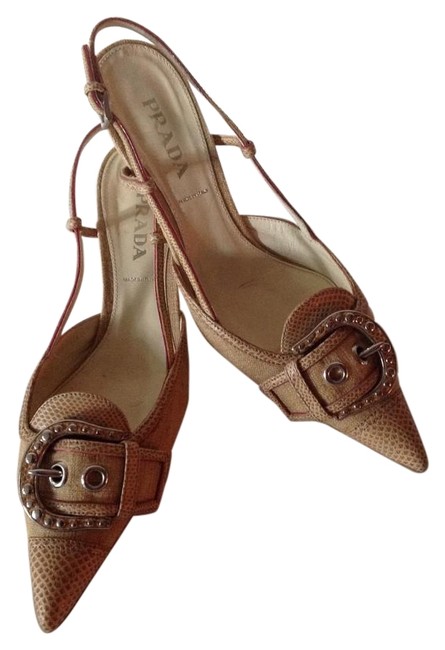 Prada Natural Raw SilkLeather MulesSlides